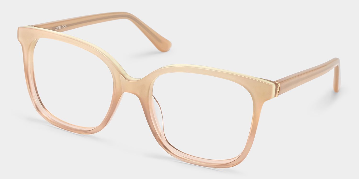 Caroline Beige Dünne Quadratische Brillengestelle zum Verkauf | ZEELOOL4