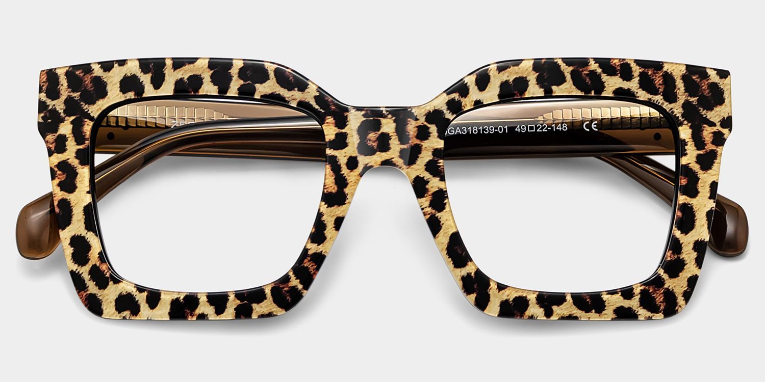 Megan quadratische Acetatrahmenbrille mit Leopardenmuster für Damen | ZEELOOL4
