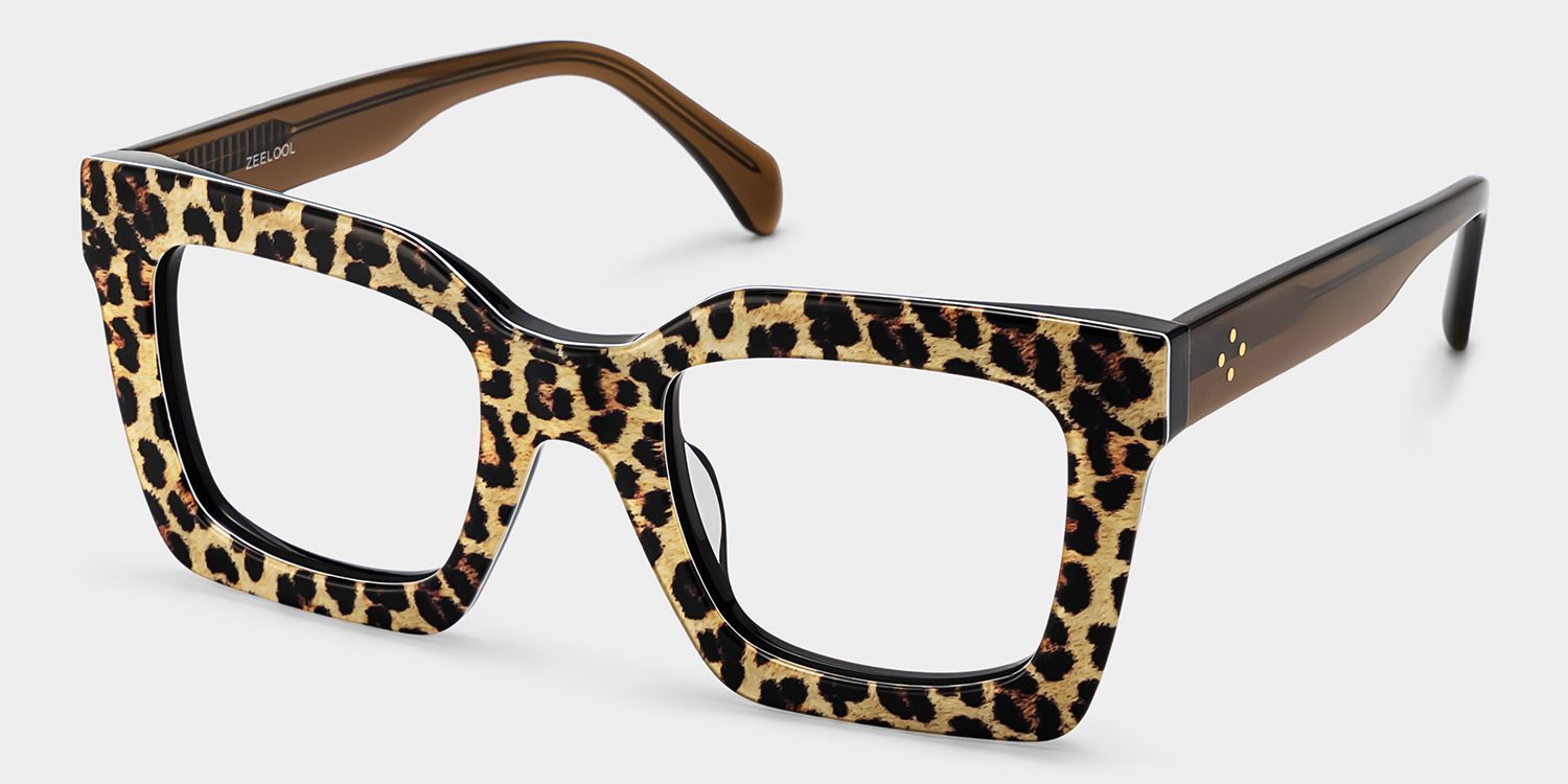 Megan quadratische Acetatrahmenbrille mit Leopardenmuster für Damen | ZEELOOL5