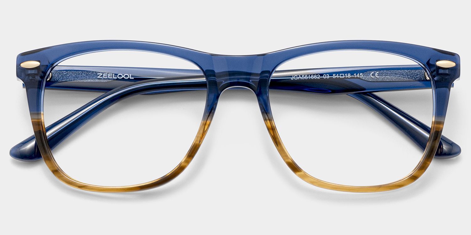Atlas Zweifarbige Rechteck-Azetatrahmenbrille für Herren | ZEELOOL3