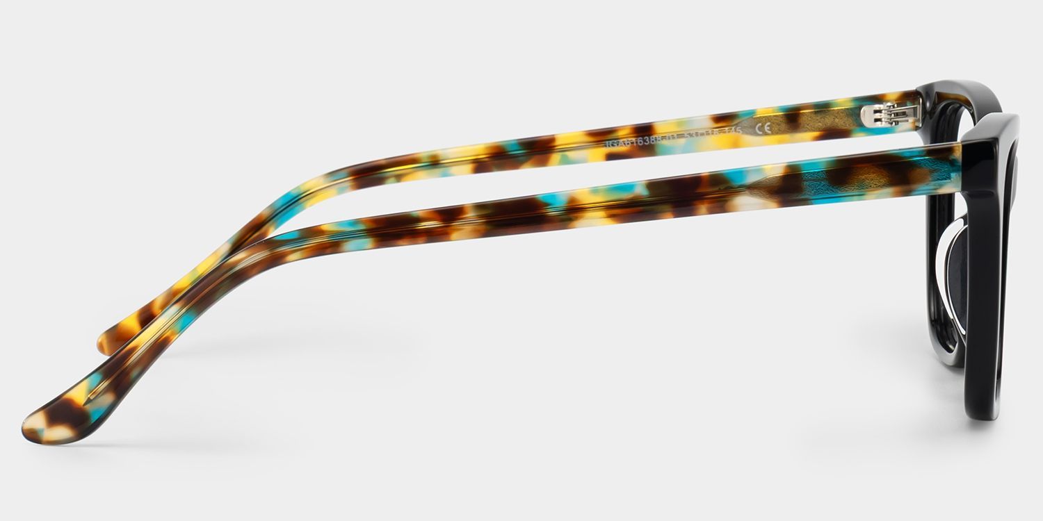 Faith Schwarze Rechteckige Lesebrille mit Blumenbügeln | ZEELOOL5