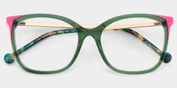 Nancy Grün-Rosa Quadratisch Brille1