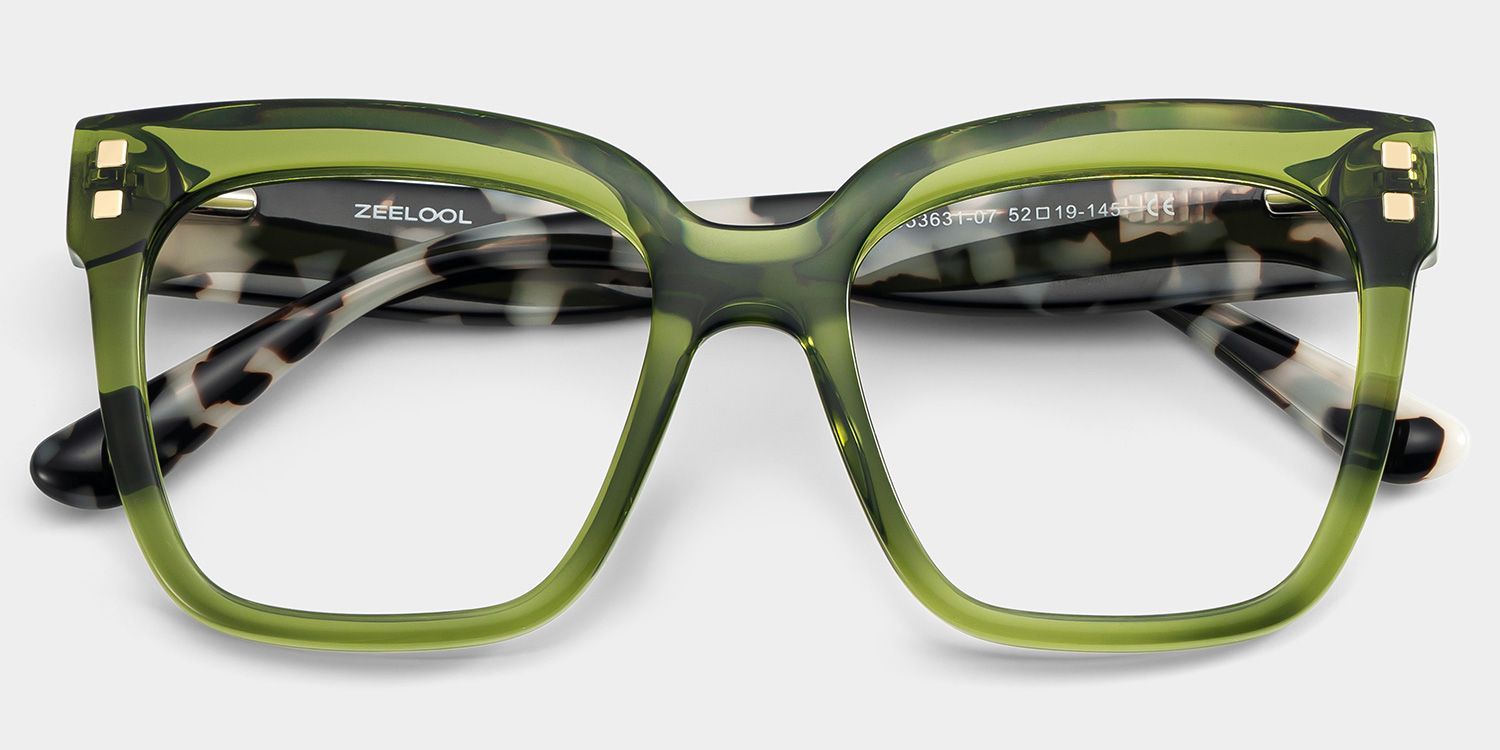 Minguela grüne quadratische Rahmenbrille Online | ZEELOOL1