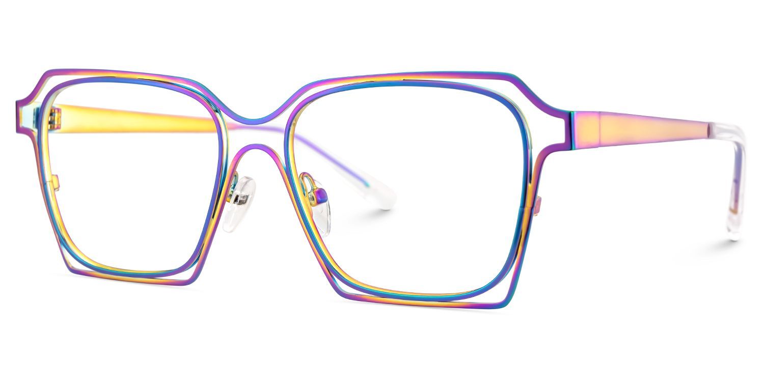 Foday Korrektionsbrille mit irisierendem Gestell in geometrischer Form6