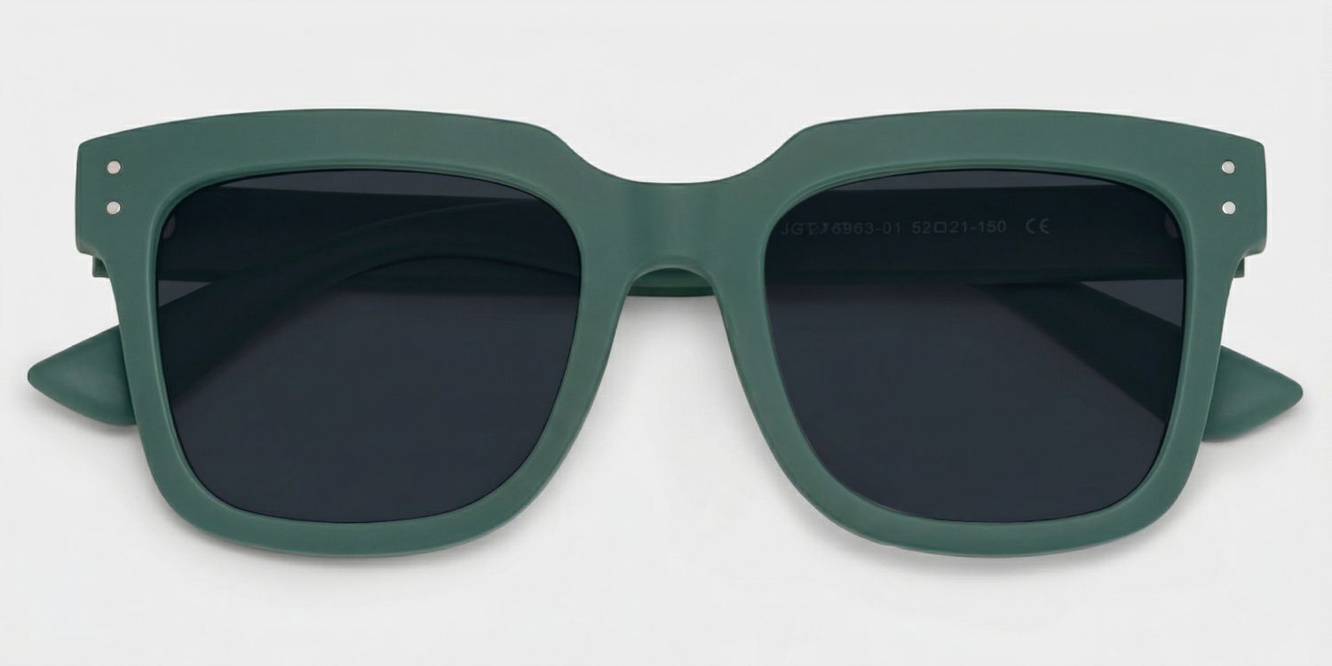 Liizbeett Grün Square Polarisierte Sonnenbrille zum Autofahren | ZEELOOL1