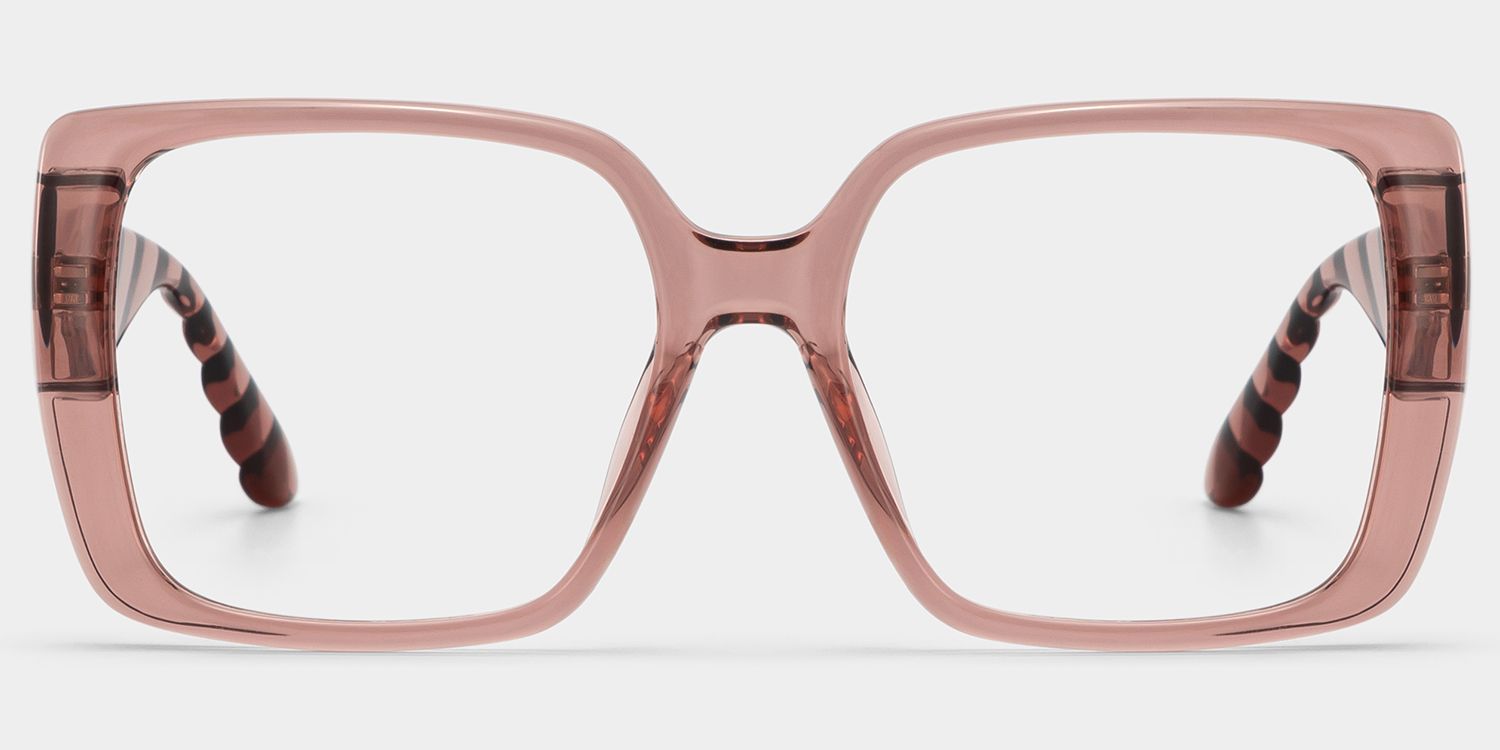 Maya Dicke Braune Quadratische Brille mit Transparentem Rahmen Online | ZEELOOL2