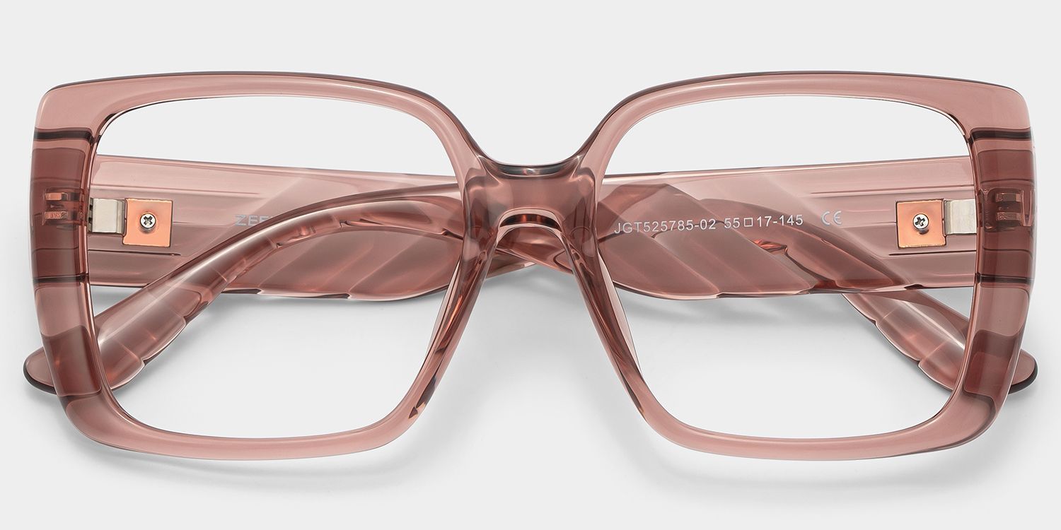Maya Dicke Braune Quadratische Brille mit Transparentem Rahmen Online | ZEELOOL4