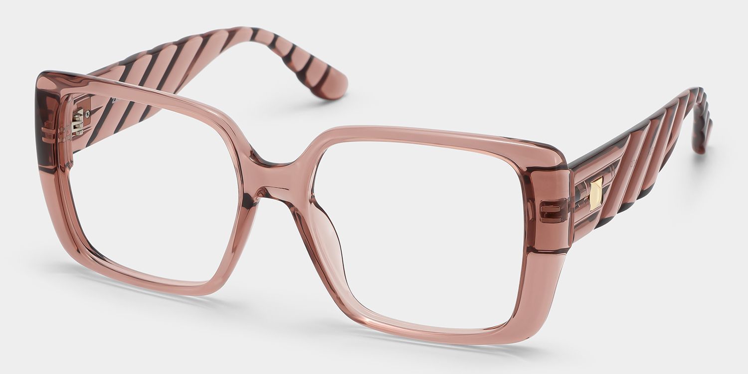 Maya Dicke Braune Quadratische Brille mit Transparentem Rahmen Online | ZEELOOL4