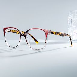 Siner Rot-Tortoise Quadratisch Brille0
