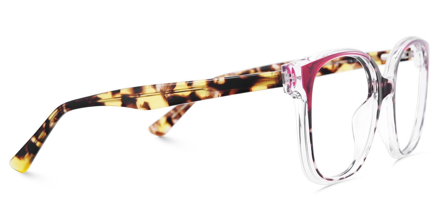 Eckige Schildpatt-Brille mit roter Farbabstimmung4