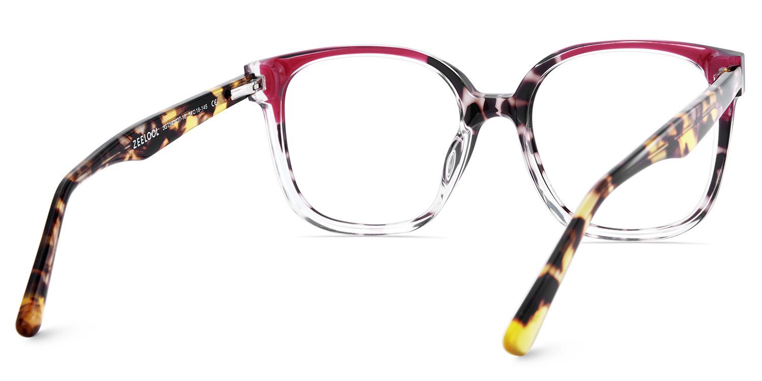 Eckige Schildpatt-Brille mit roter Farbabstimmung5