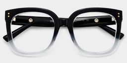 Ebony Schwarz-Klar Quadratisch Brille2