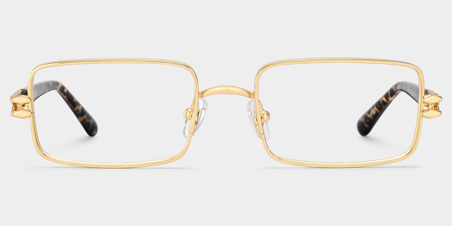 Olivia Rechteckige Brille in Gold | ZEELOOL2