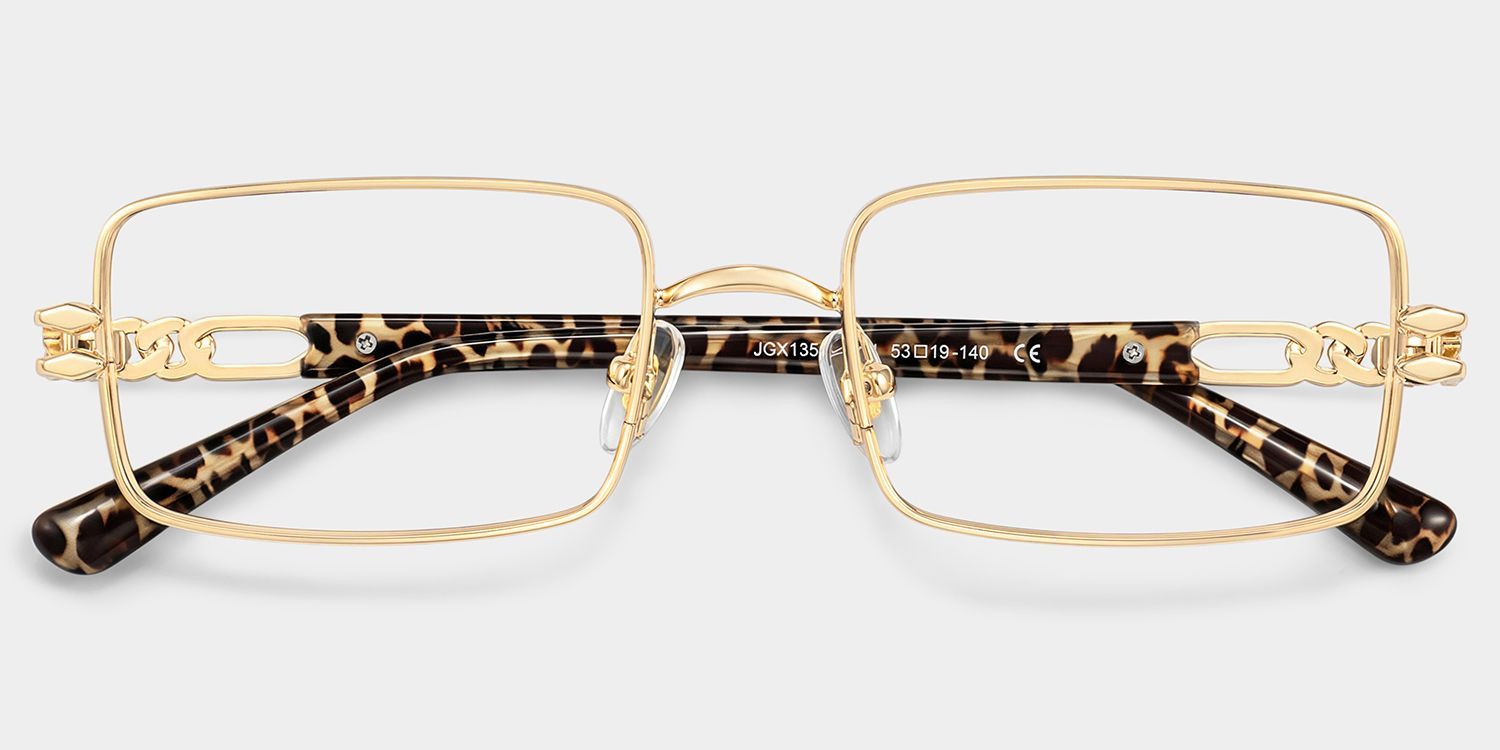 Olivia Rechteckige Brille in Gold | ZEELOOL3