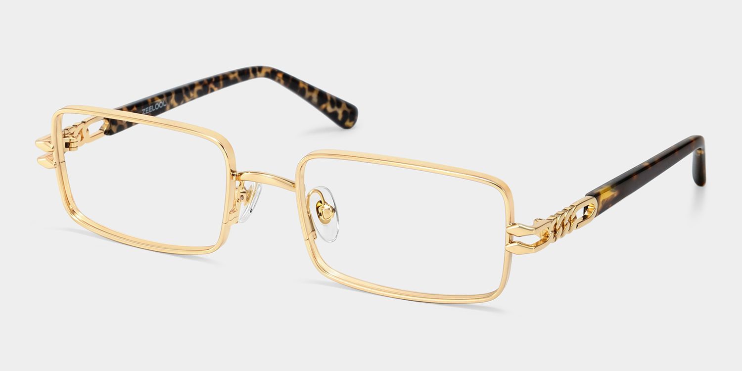 Olivia Rechteckige Brille in Gold | ZEELOOL4