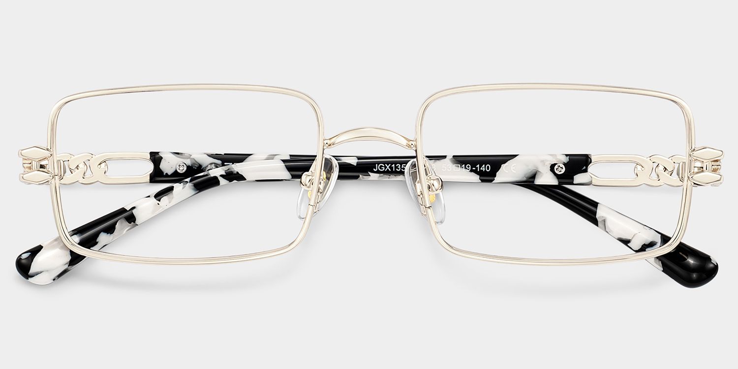 Olivia Rechteckige Brille in Hellgold | ZEELOOL3