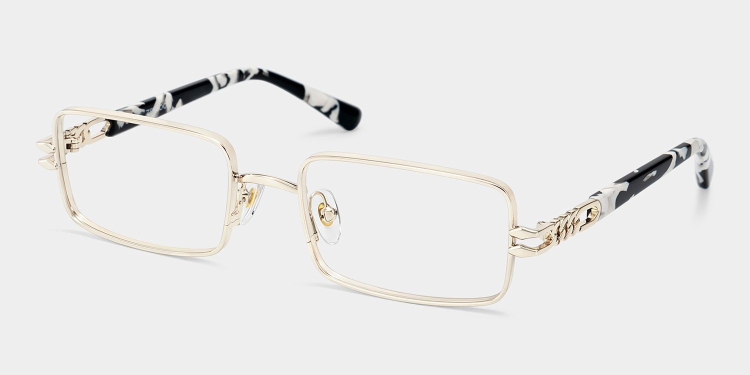 Olivia Rechteckige Brille in Hellgold | ZEELOOL4
