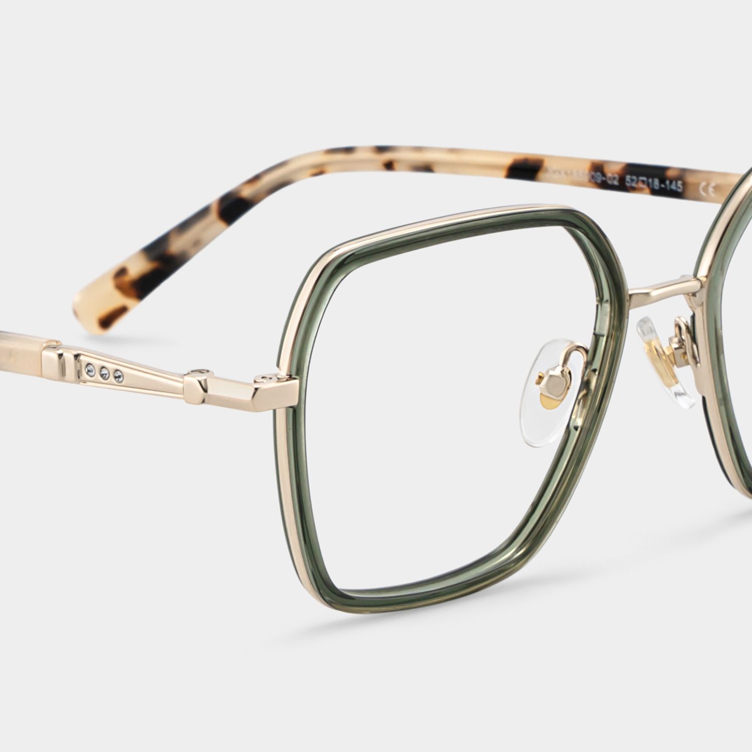 Sophie Grüne Geometrische Brille mit Materialmix-Gestell für Damen | ZEELOOL6