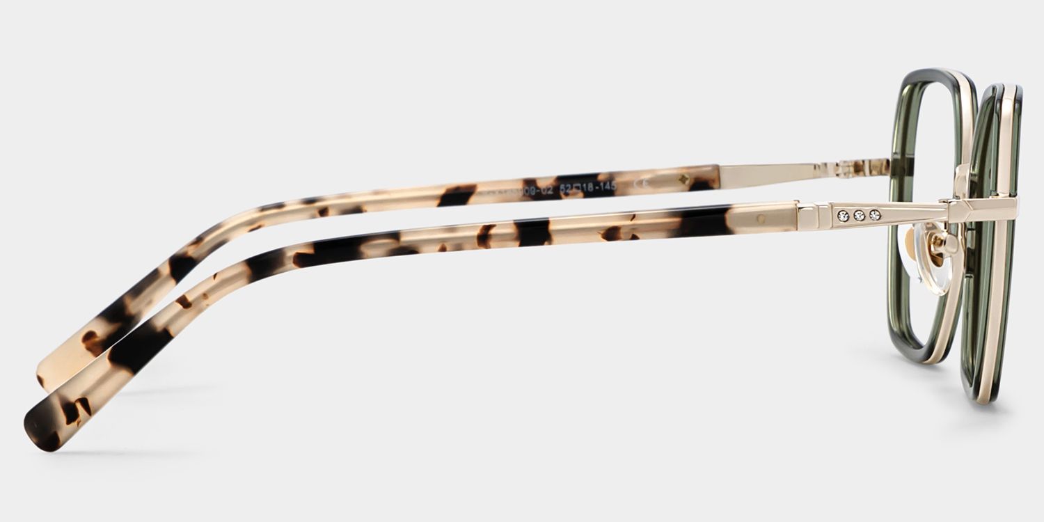 Sophie Grüne Geometrische Brille mit Materialmix-Gestell für Damen | ZEELOOL5