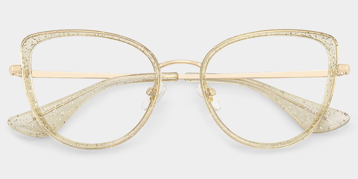 Celine Bling Cat-Eye Transparente Goldrahmenbrille | ZEELOOL1