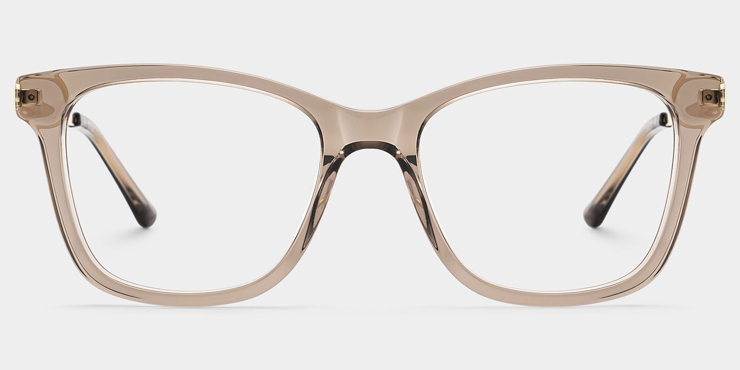 Vibert Braune Rechteck-Brille mit Materialmix-Gestell für Damen | ZEELOOL1