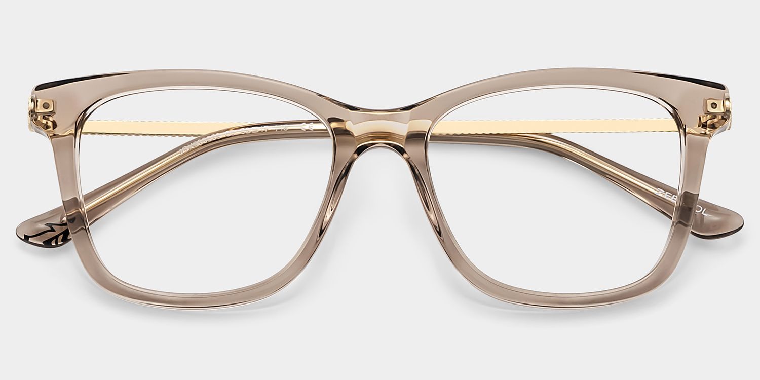 Vibert Braune Rechteck-Brille mit Materialmix-Gestell für Damen | ZEELOOL2