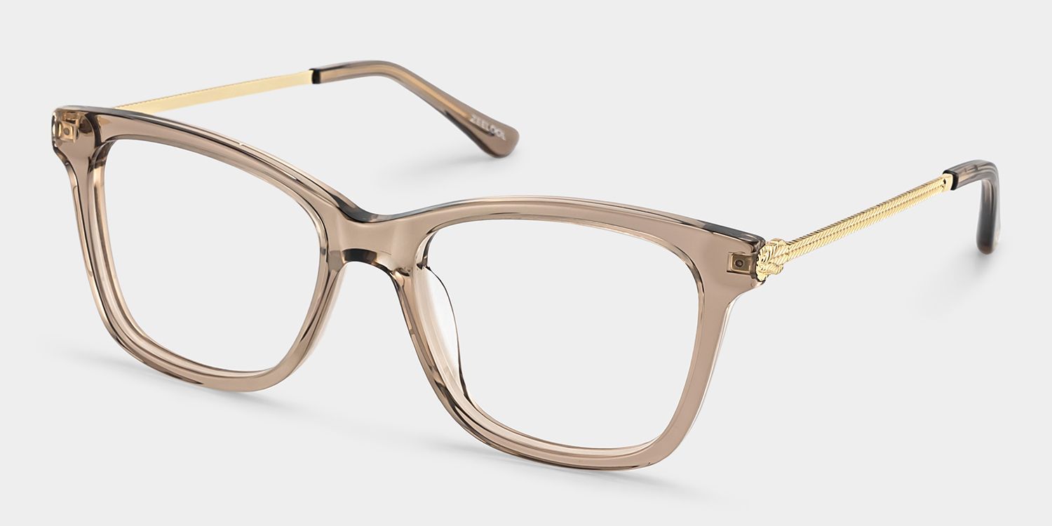 Vibert Braune Rechteck-Brille mit Materialmix-Gestell für Damen | ZEELOOL3