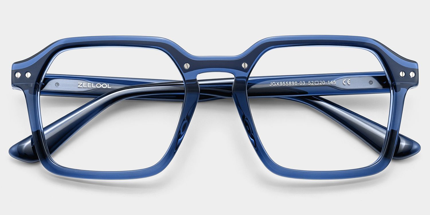 Brendan Blaue Geometrische Brille für Herren | ZEELOOL4