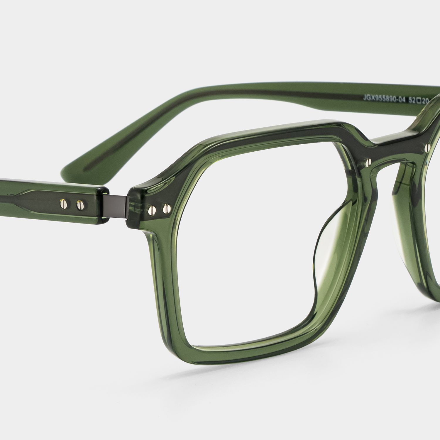 Brendan Grüne Geometrische Brille mit Mischrahmen | ZEELOOL6
