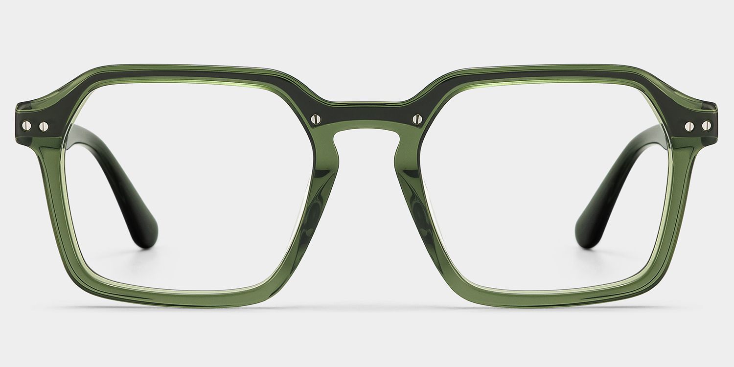 Brendan Grüne Geometrische Brille mit Mischrahmen | ZEELOOL2