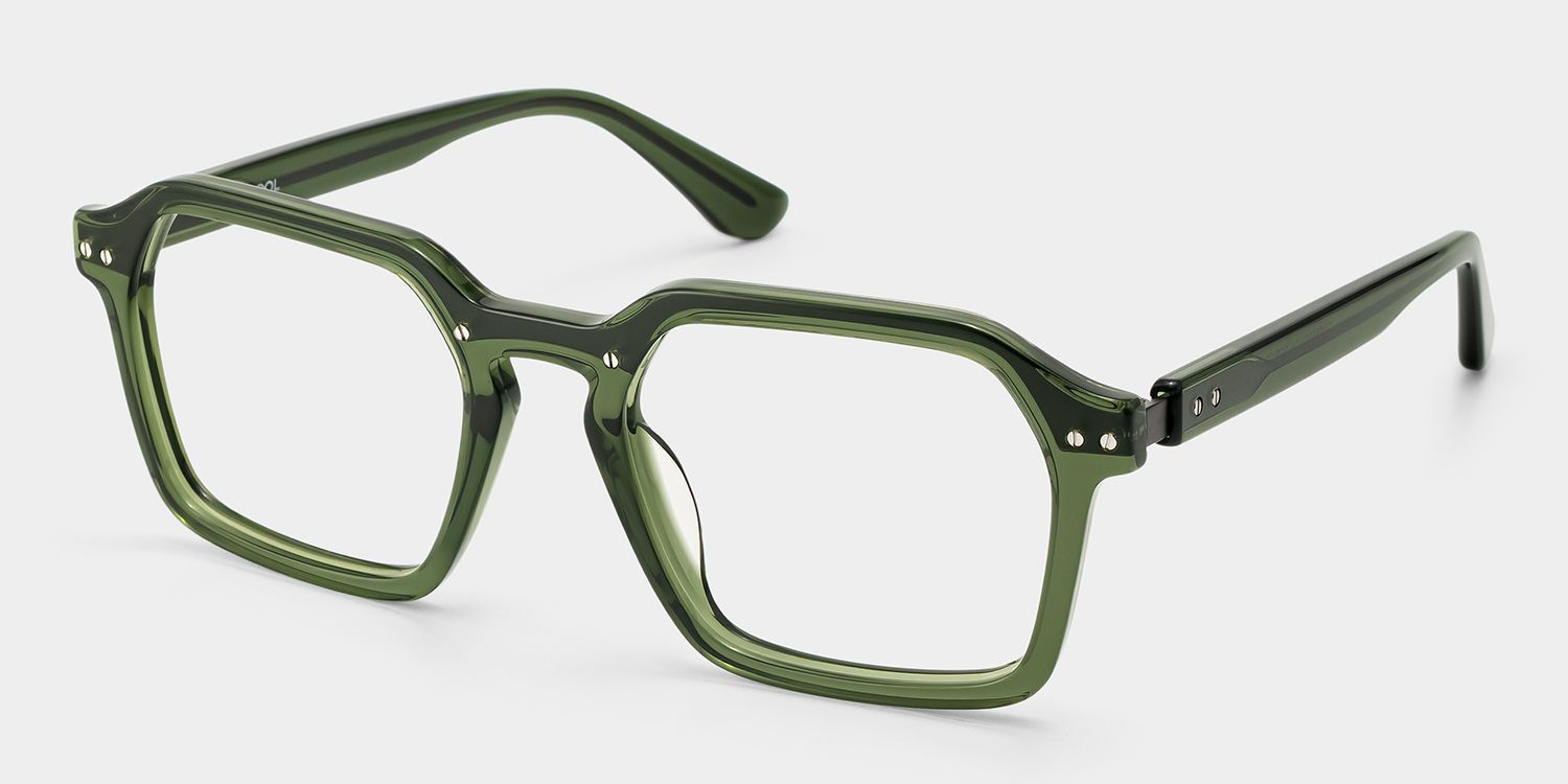 Brendan Grüne Geometrische Brille mit Mischrahmen | ZEELOOL4