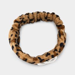 Stirnband aus Korallenfleece mit Leopardenmuster2