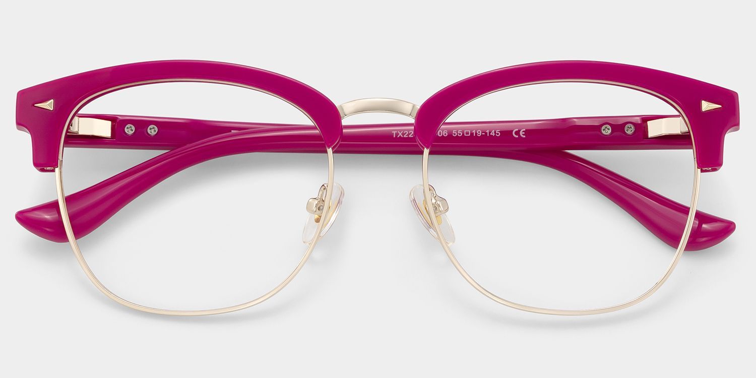 Lasha Rosa Browline-Brille mit gemischtem Rahmen für Damen | ZEELOOL2