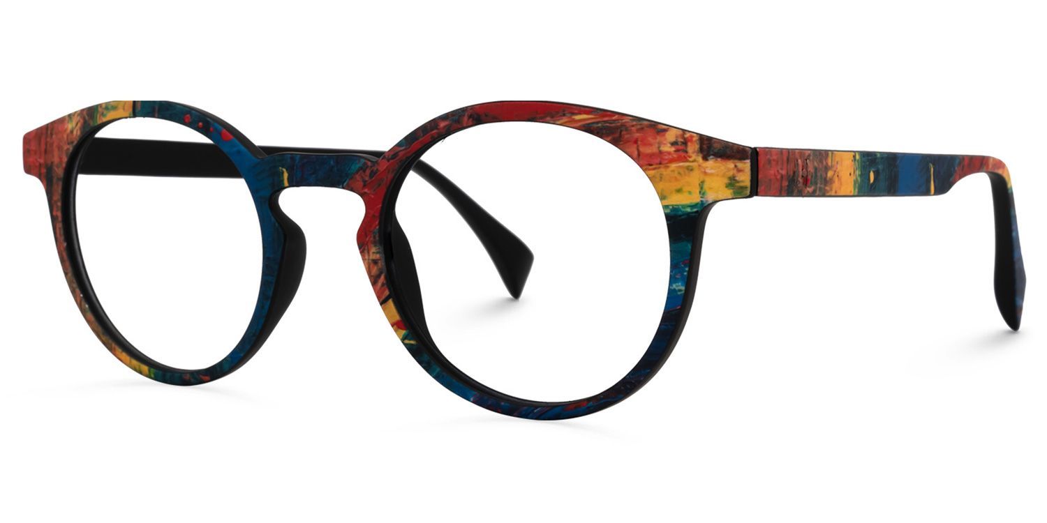Minne Blau-Rot Rund Brille  | Zeelool Brillen1