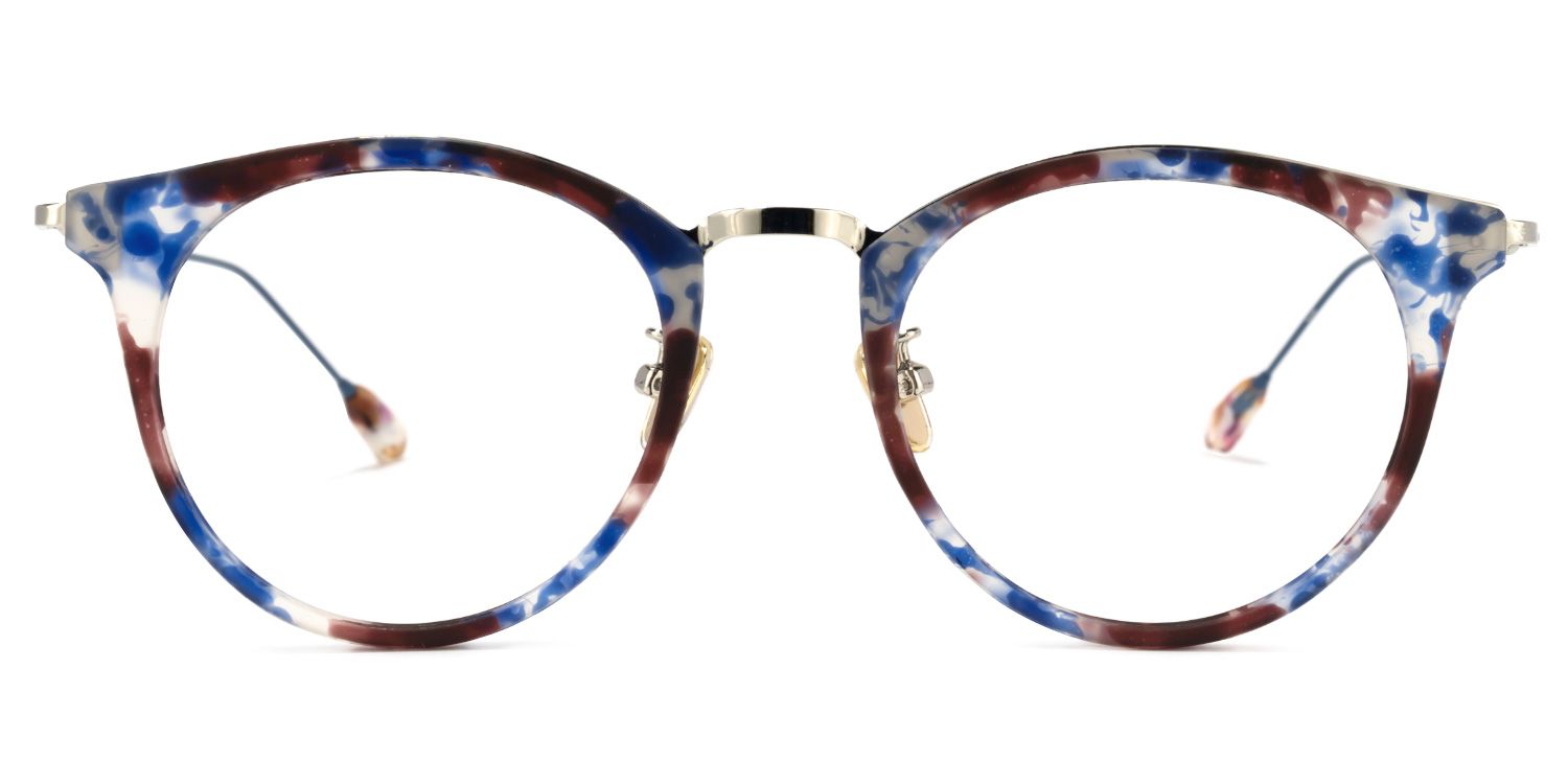 Qahira Blaue Tortoise Runde Brille0