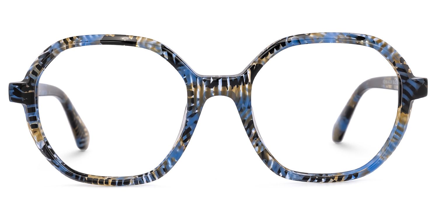 Selma Blumendruck-Blau Geometrisch Brille0