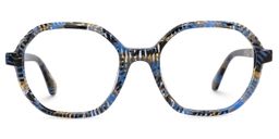 Selma Blumendruck-Blau Geometrisch Brille0