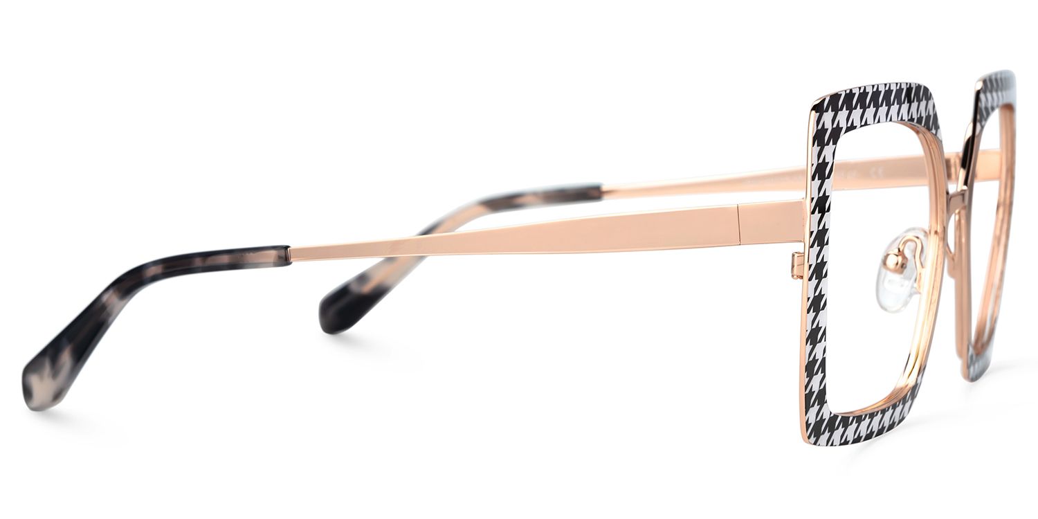 Sharron Blumendruck Quadratisch Metall Brille2