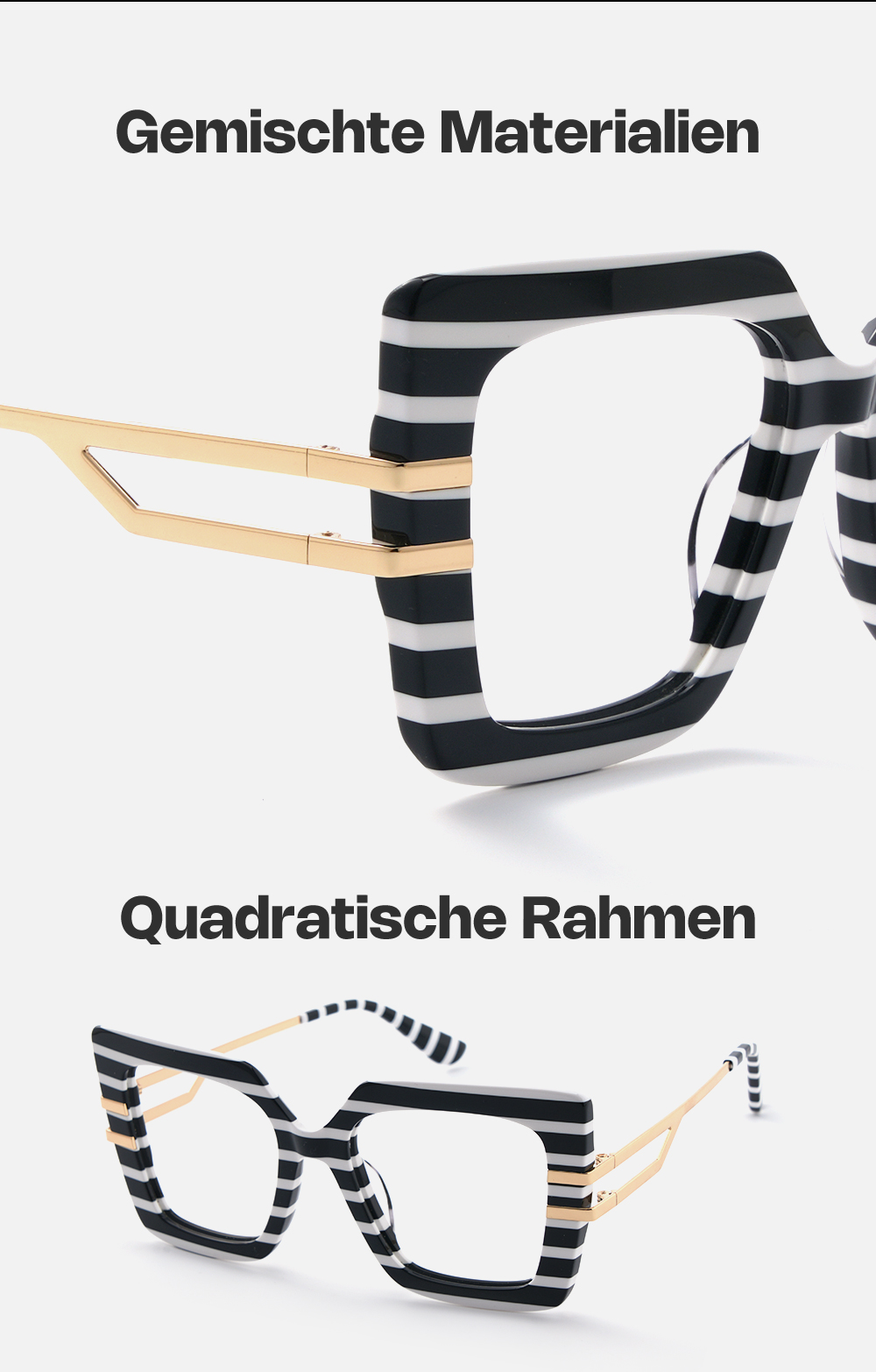 Poutine Schwarz-Weiß Quadratisch Brille