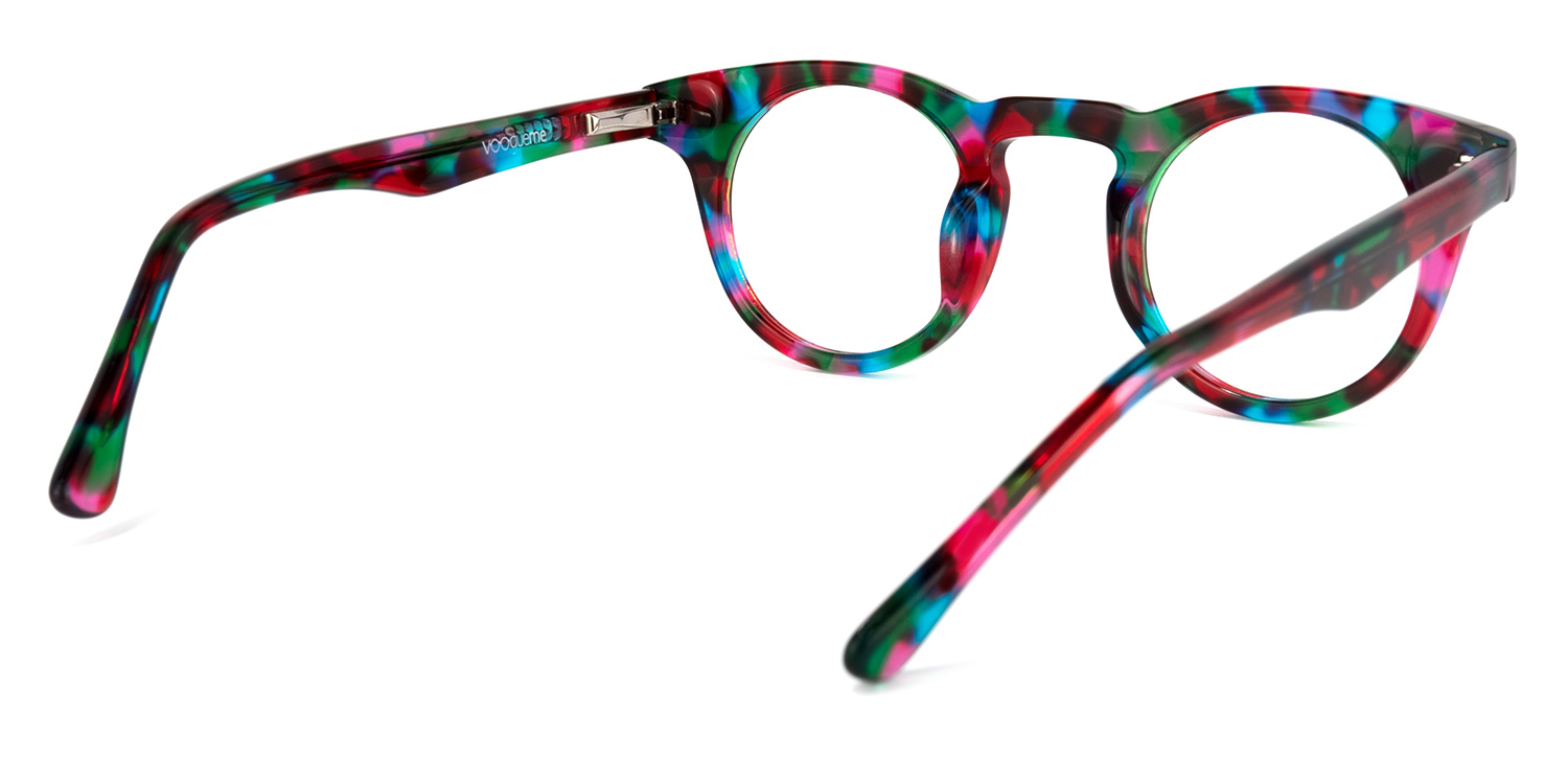 Abigail Rot/Schwarz/Grün Blumenmuster Runde Brille3