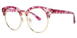 Tatiana Blumenmuster Rot Browline Rund Brille1