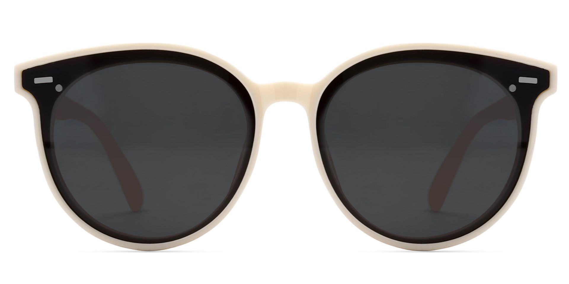 Percia Weiß Beige Rund Sonnenbrille0