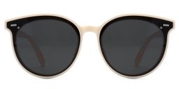 Percia Weiß Beige Rund Sonnenbrille0