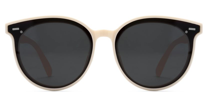 Percia Weiß Beige Rund Sonnenbrille