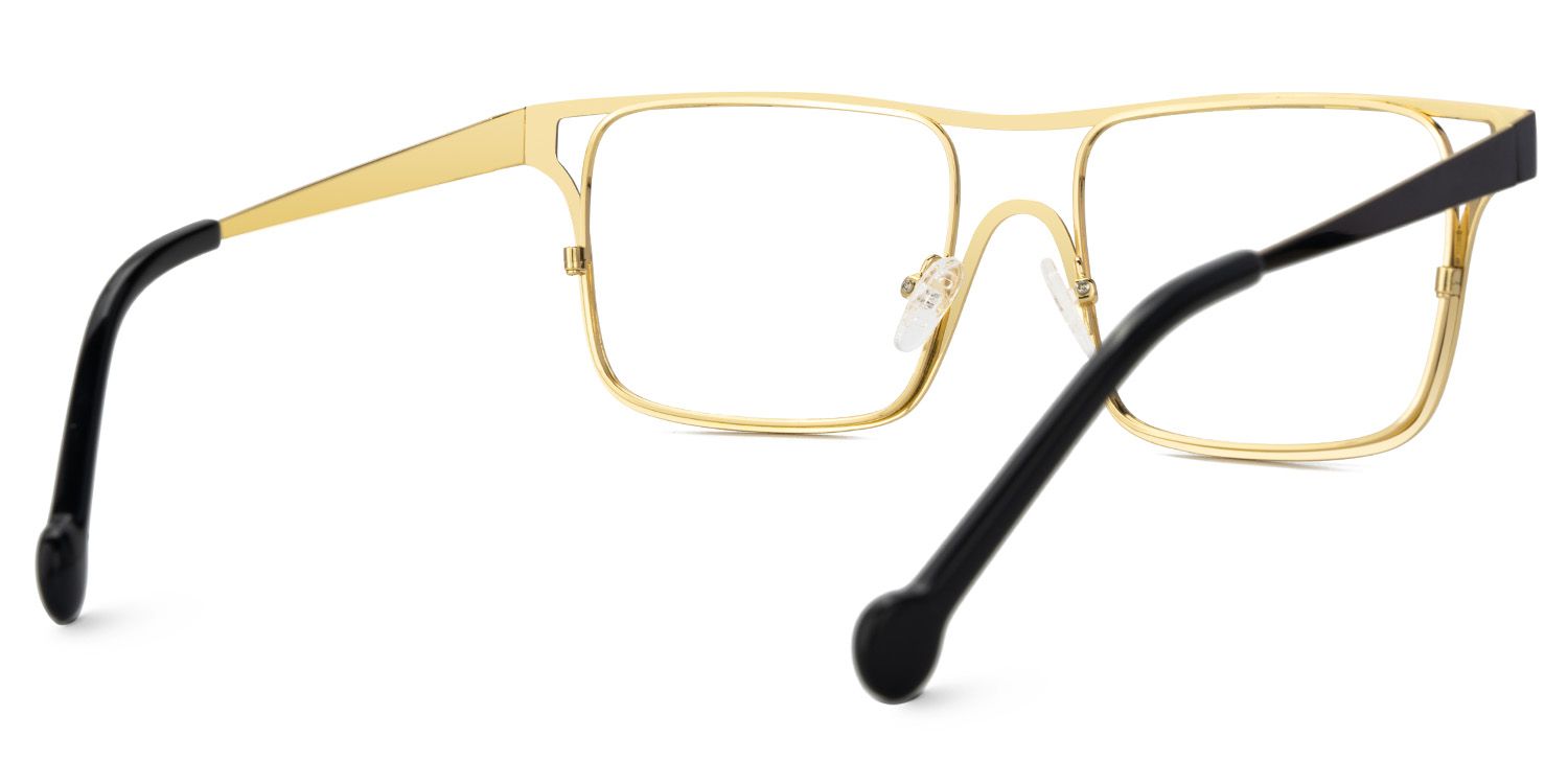 Nova Schwarz-Gold Rechteckig Metall Brille2