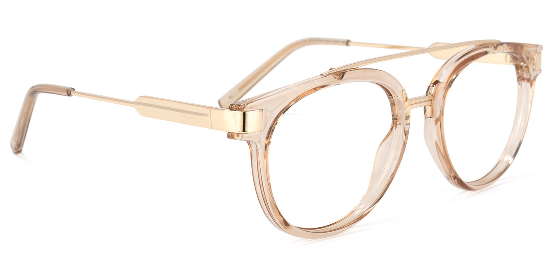 Rebekah Beige-Gold Pilot Brille2