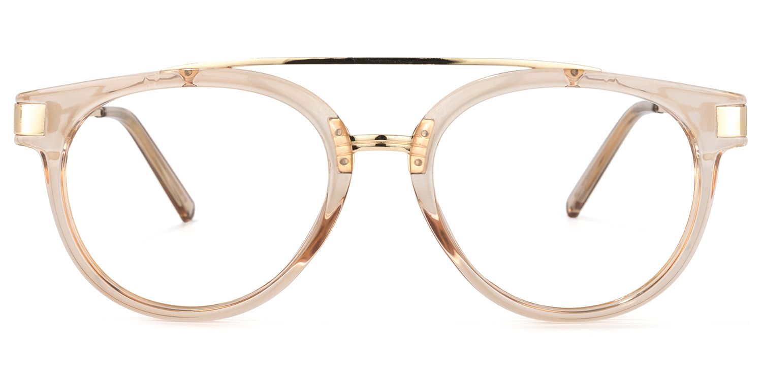 Rebekah Beige-Gold Pilot Brille0