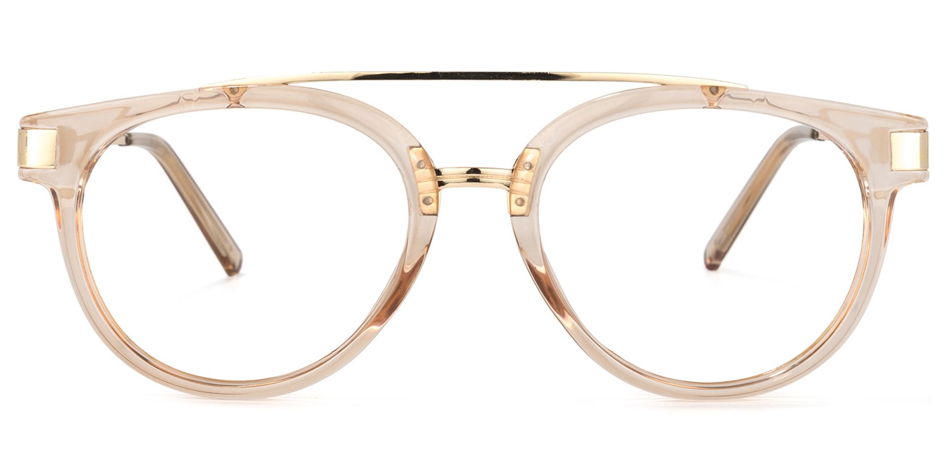 Rebekah Beige-Gold Pilot Brille0