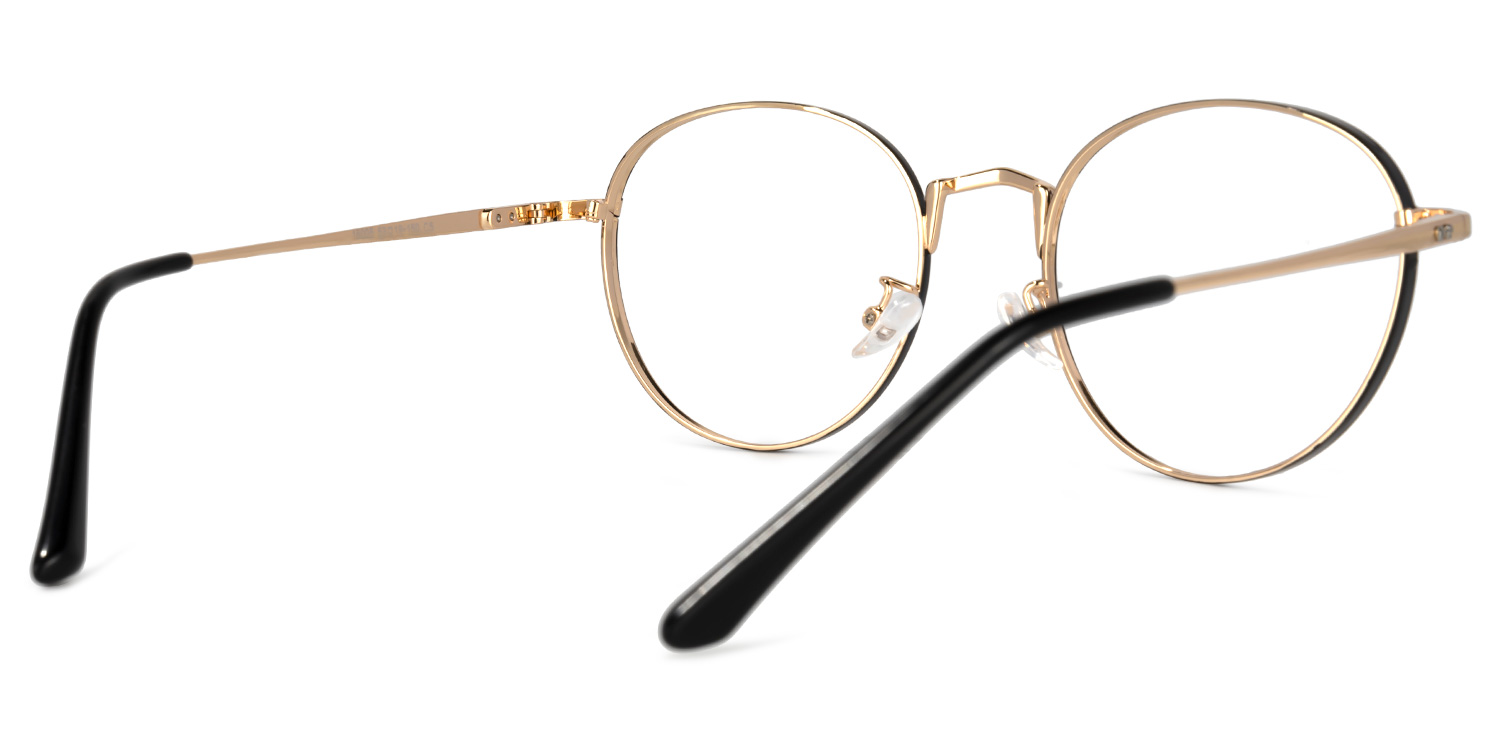 Queeny Schwarze Gold Runde Brille3