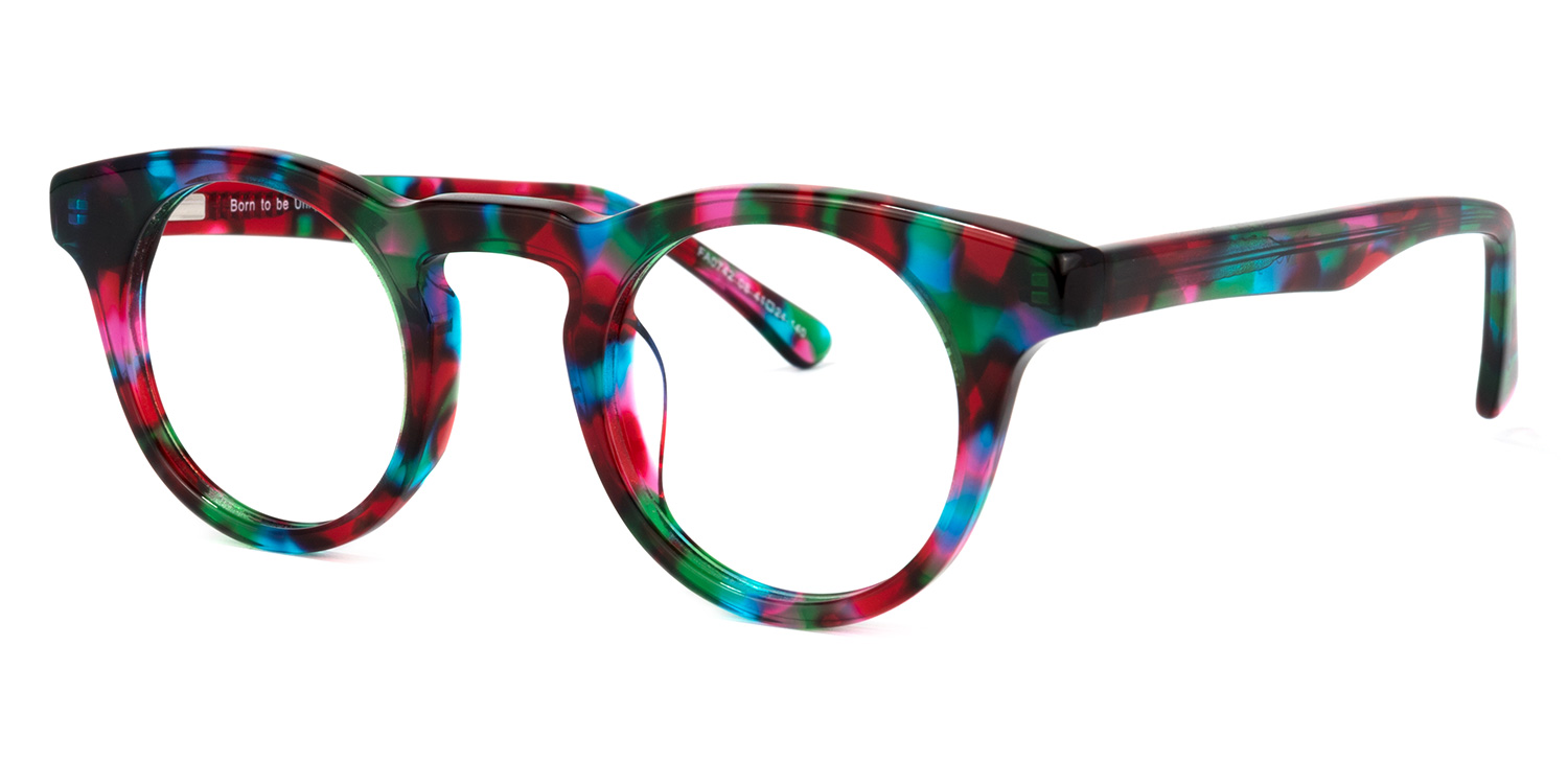 Abigail Rot/Schwarz/Grün Blumenmuster Runde Brille1